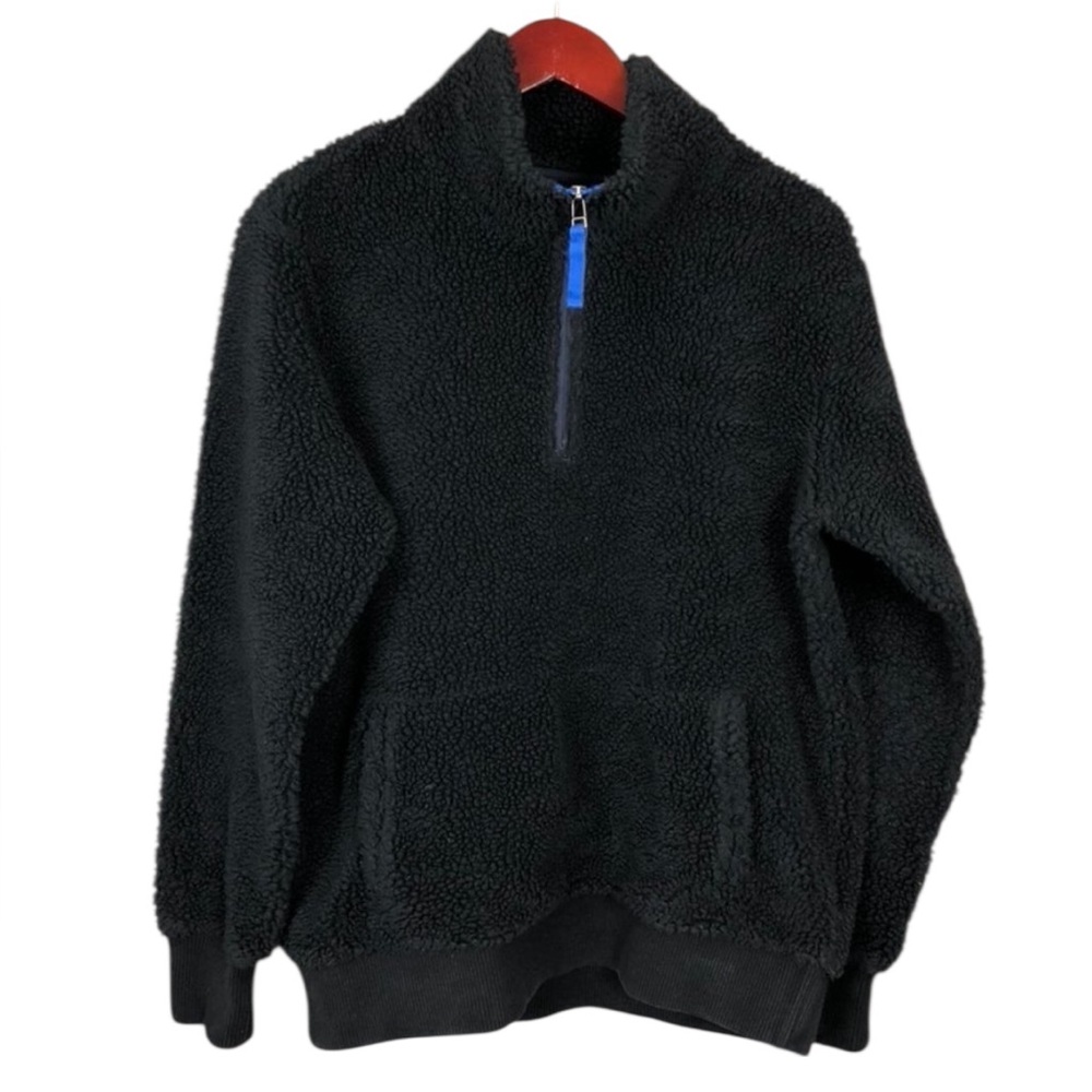 L.L. Bean Signature Black Sherpa Fleece Quarter Zip Pullover size Large